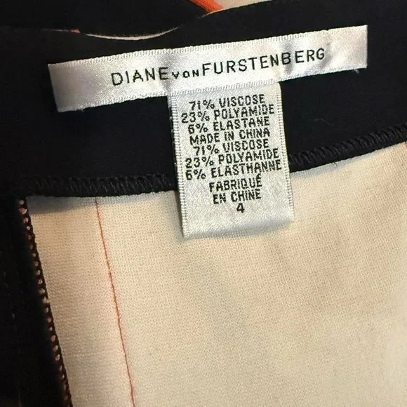 Diane Von Furstenberg Bodycon Maxi Dress Black White Orange Stripe Size 4 - Picture 5 of 6